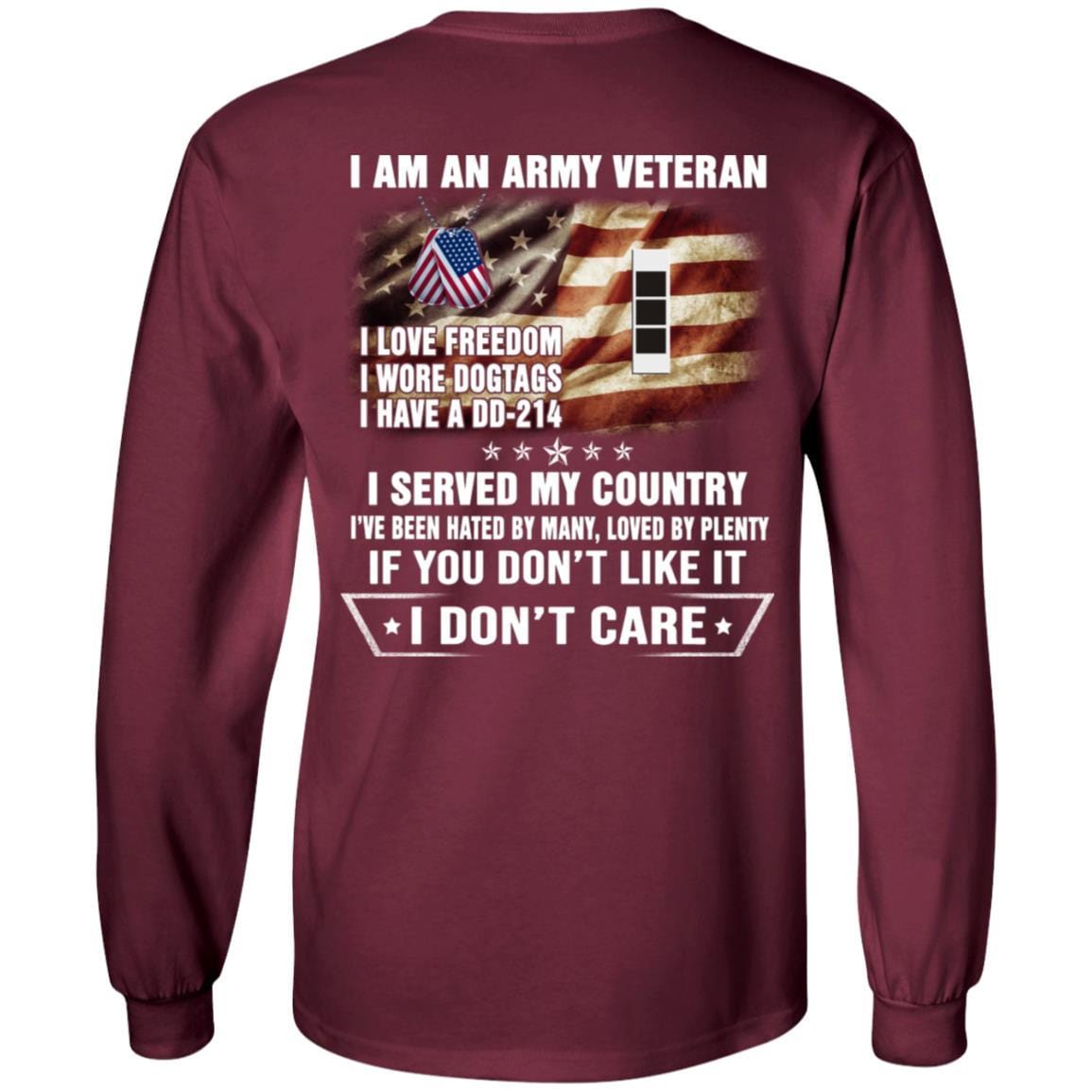 T-Shirt "I Am An Army Veteran" W-3 Chief Warrant Officer 3(CW3)Rank On Back-TShirt-Army-Veterans Nation