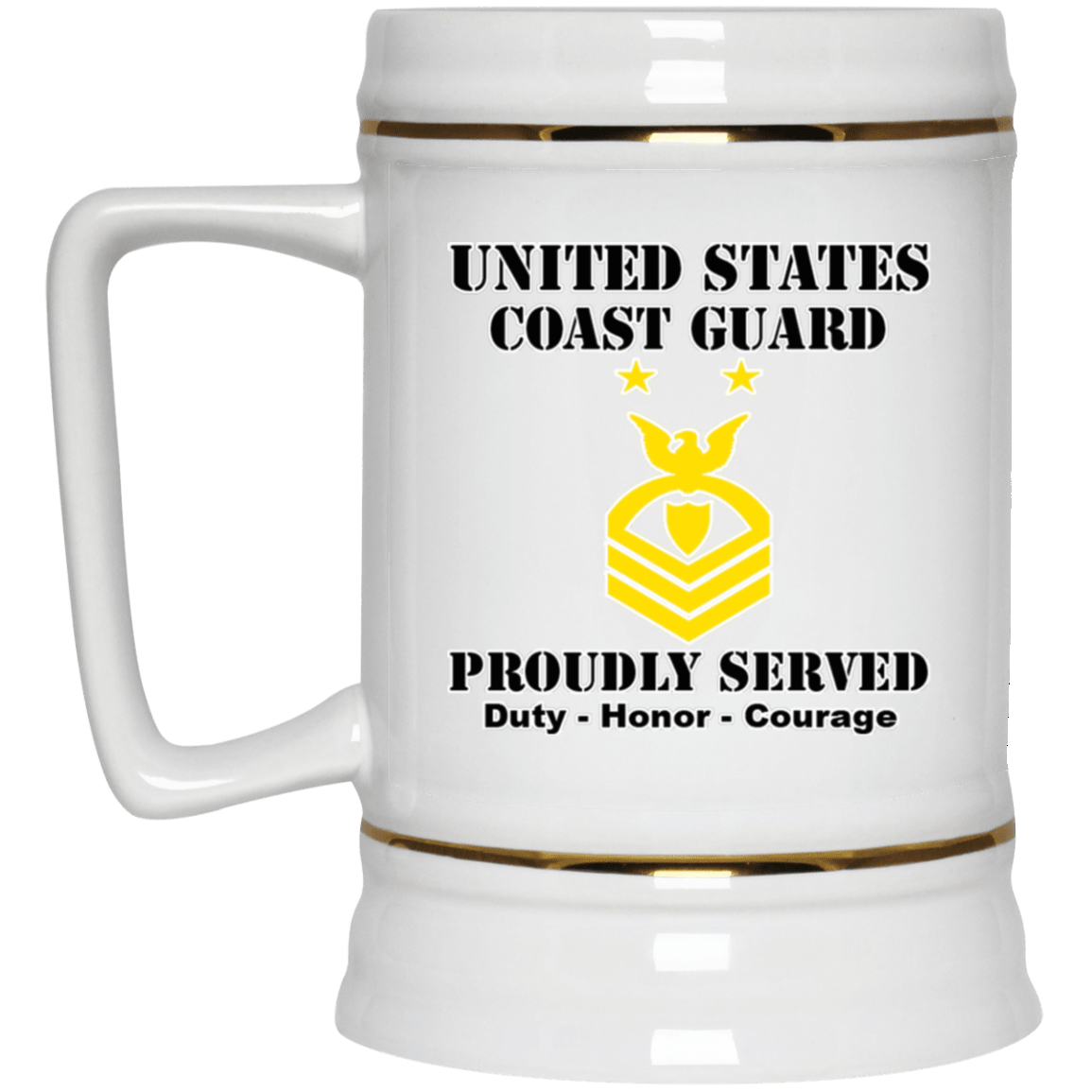US Coast Guard E-9 Command Master Chief Petty Officer E9 CMC Chief Petty Officer Ranks White Coffee Mug - Stainless Travel Mug-Mug-USCG-Collar-Veterans Nation