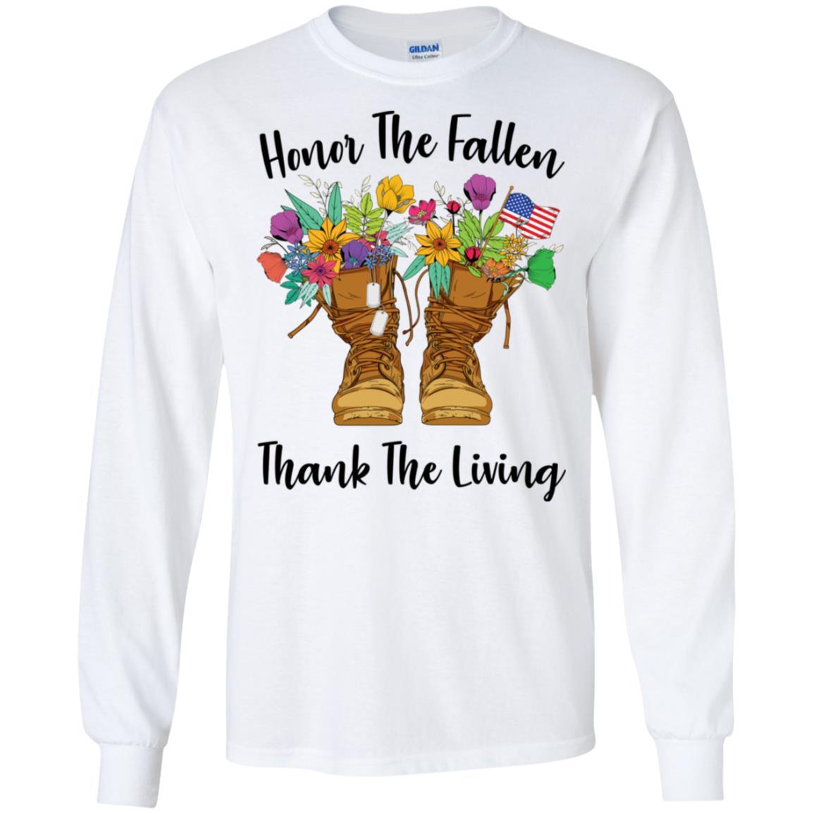 Military T-Shirt "Honor The Fallen Thank The Living On" Front-TShirt-General-Veterans Nation