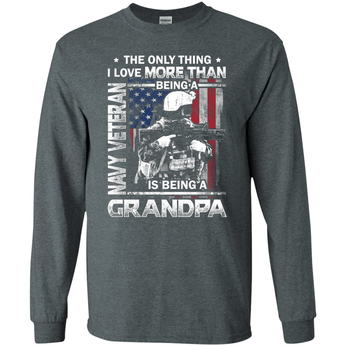 Navy Veteran I love Being A Grandpa Men Front T Shirts-TShirt-Navy-Veterans Nation