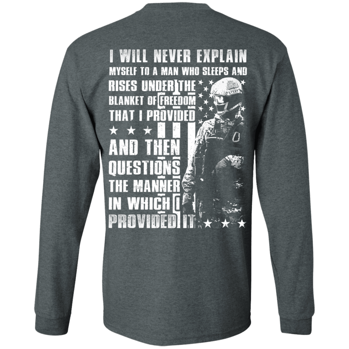 Military T-Shirt "Veteran - I Will Never Explain Myself To A Man" - Men Back-TShirt-General-Veterans Nation