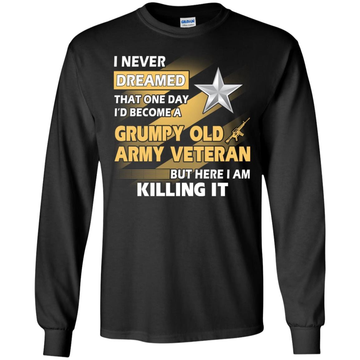 US Army T-Shirt "Grumpy Old Veteran" O-7 Brigadier General(BG) On Front-TShirt-Army-Veterans Nation