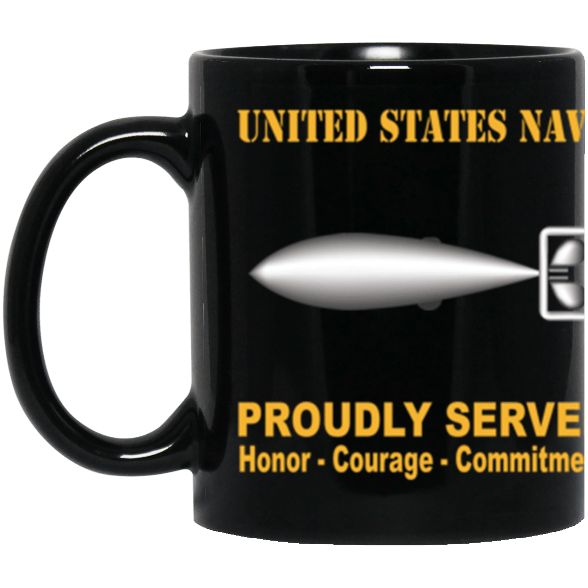 US Navy Torpedoman's mate Navy TM Proudly Served Core Values 11 oz. Black Mug-Drinkware-Veterans Nation