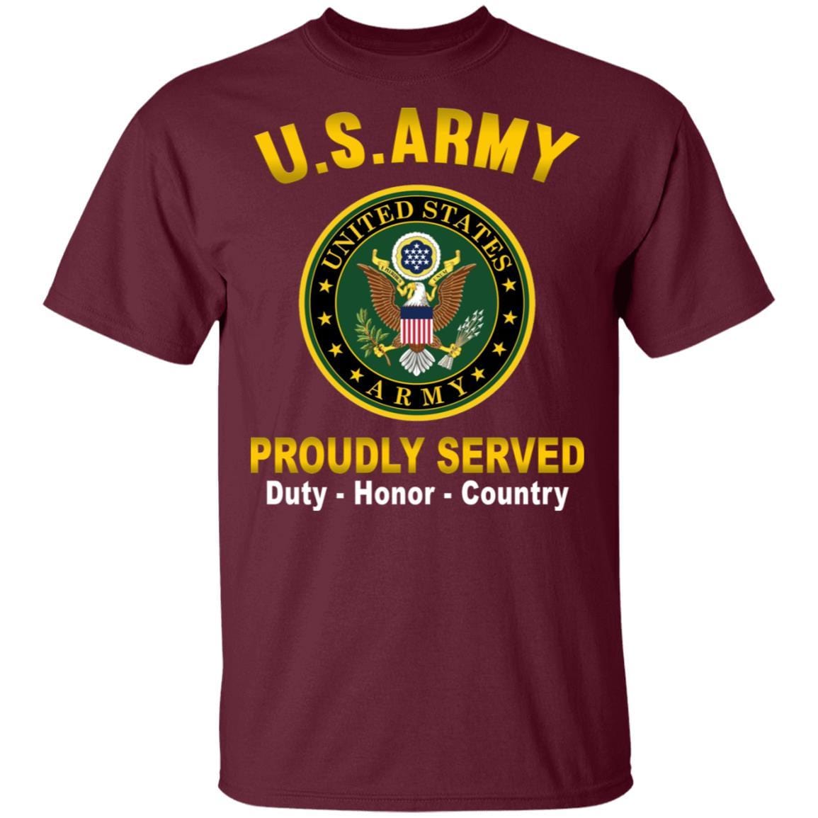 US Army T-Shirt "Logo Proudly Served" On Front-TShirt-Army-Veterans Nation