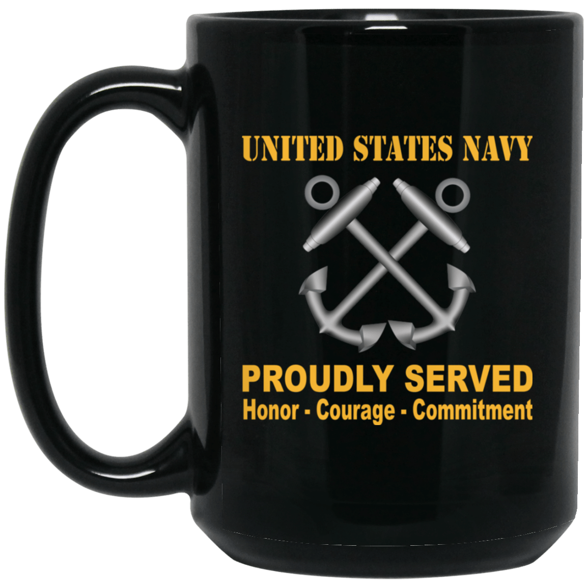 U.S Navy Boatswain's Mate Navy BM Proudly Served Black Mug 11 oz - 15 oz-Mug-Navy-Rate-Veterans Nation