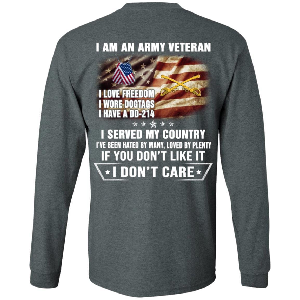 T-Shirt "I Am An Army Cavalry Veteran" On Back-TShirt-Army-Veterans Nation