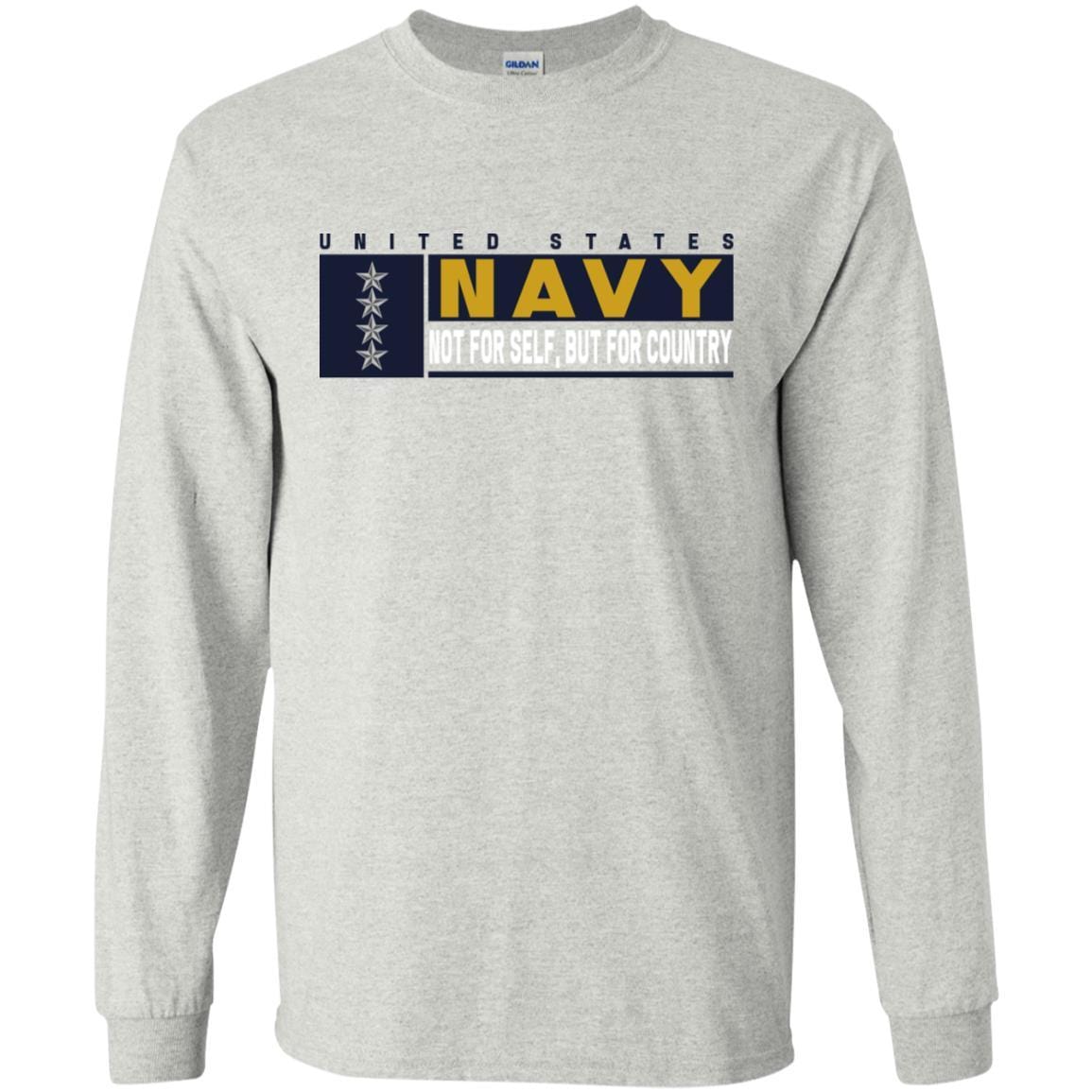 US Navy O-10 Admiral O10 ADM Not For Self, But For Country Long Sleeve - Pullover Hoodie-TShirt-Navy-Veterans Nation