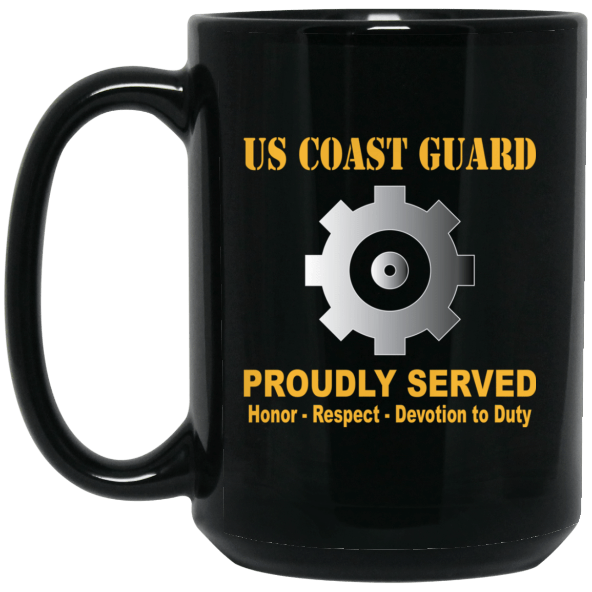 US Coast Guard Machinery Technician MK Logo Proudly Served Black Mug 11 oz - 15 oz-Mug-USCG-Rate-Veterans Nation