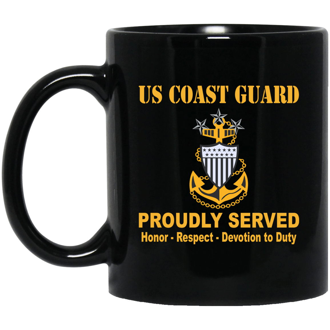 US Coast Guard E-9 Master Chief Petty Officer Of The Coast Guard E9 MCPOC Senior Enlisted Advisor Collar Device 11 oz - 15 oz Black Mug-Mug-USCG-Collar-Veterans Nation