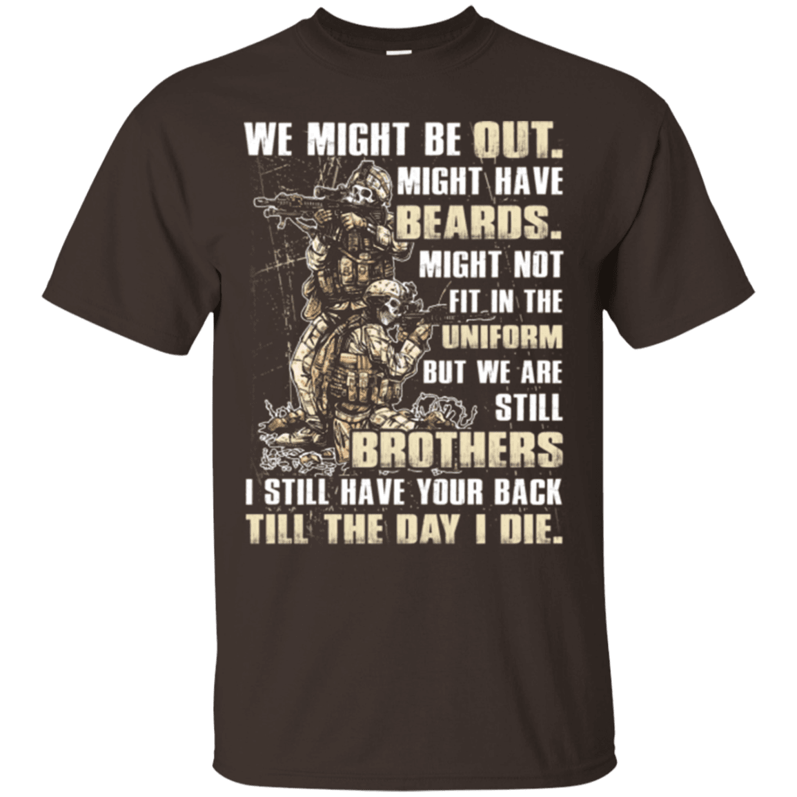 Military T-Shirt "Brothers Till The Day I Die Veteran" Front-TShirt-General-Veterans Nation