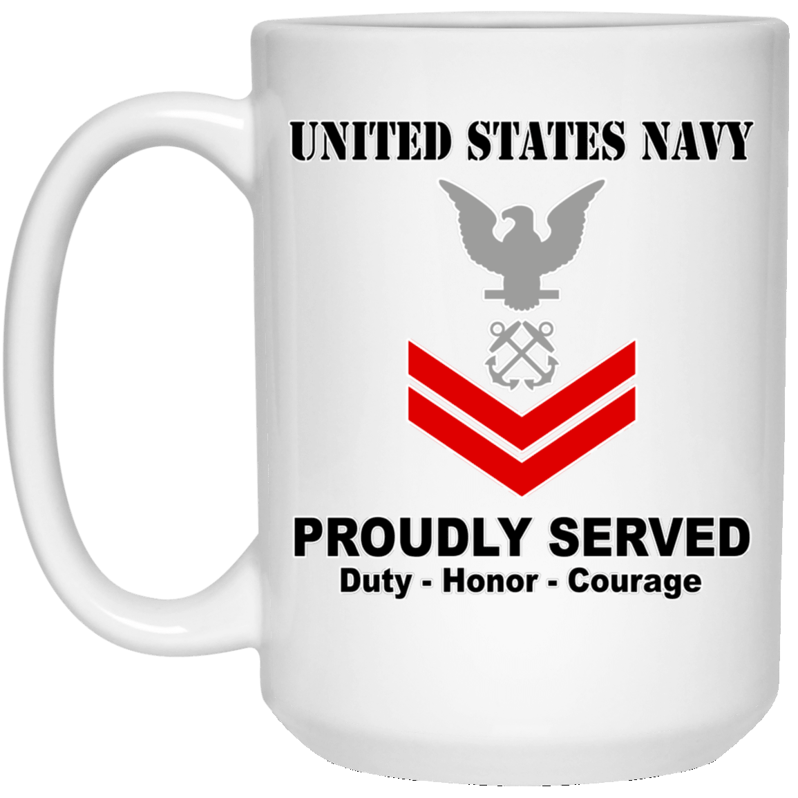 US Navy E-5 Petty Officer Second Class E5 PO2 Noncommissioned Officer Ranks T shirt White Coffee Mug - Stainless Travel Mug-Mug-Navy-Collar-Veterans Nation
