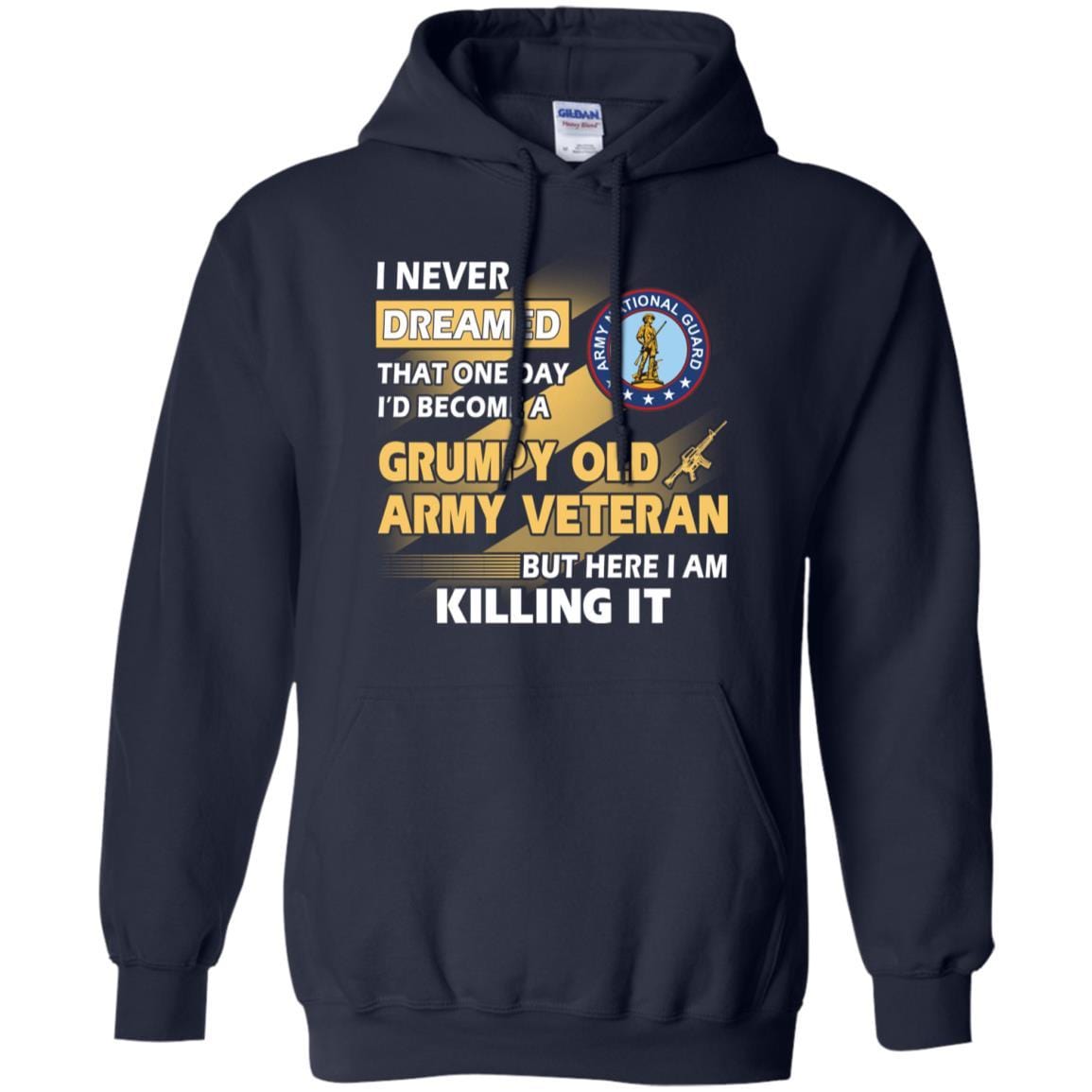 US Army T-Shirt "National Guard Grumpy Old Veteran" On Front-TShirt-Army-Veterans Nation