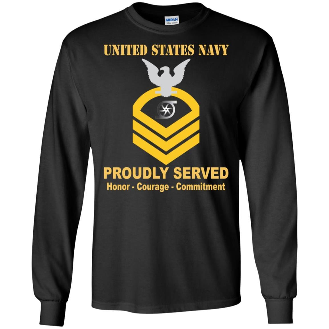 Navy Gas Turbine Systems Technician Navy GS E-7 Rating Badges Proudly Served T-Shirt For Men On Front-TShirt-Navy-Veterans Nation