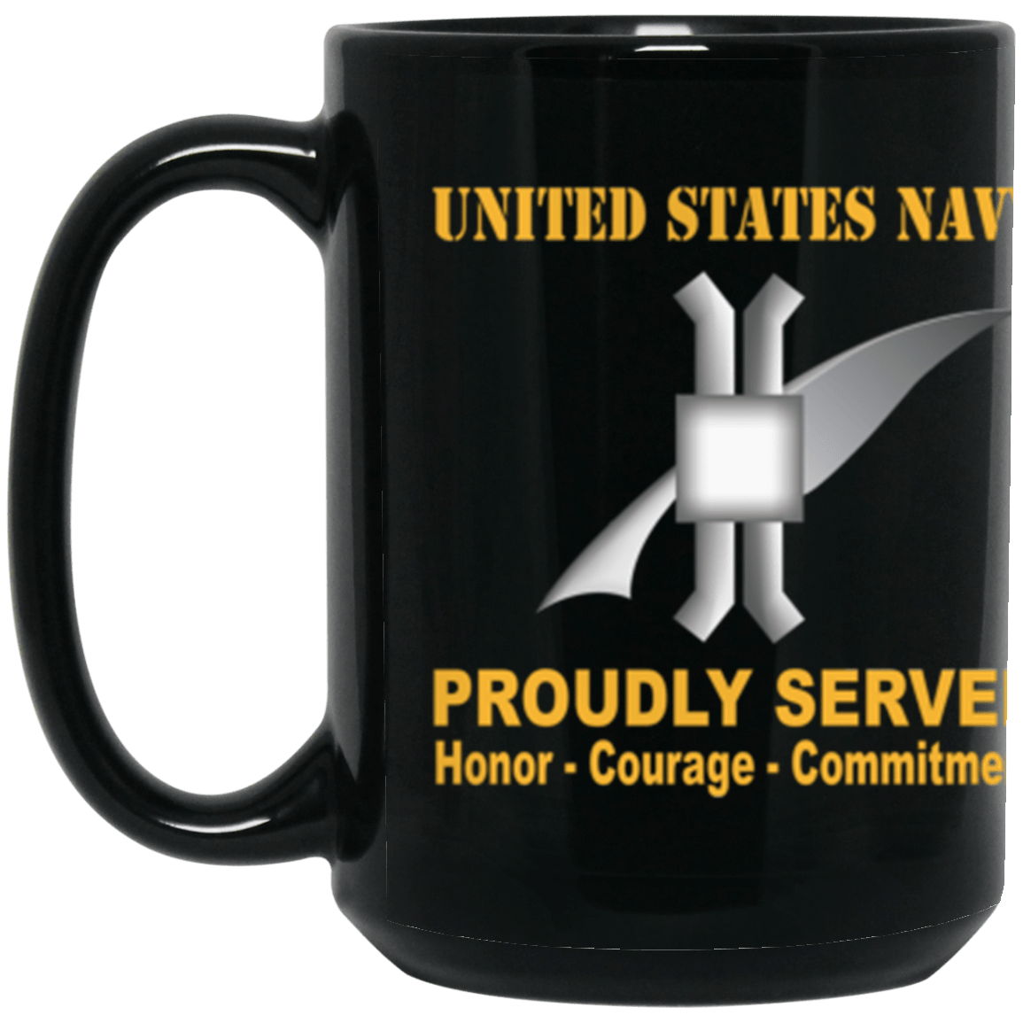 US Navy Navy Legalman Navy LN Proudly Served Core Values 15 oz. Black Mug-Drinkware-Veterans Nation