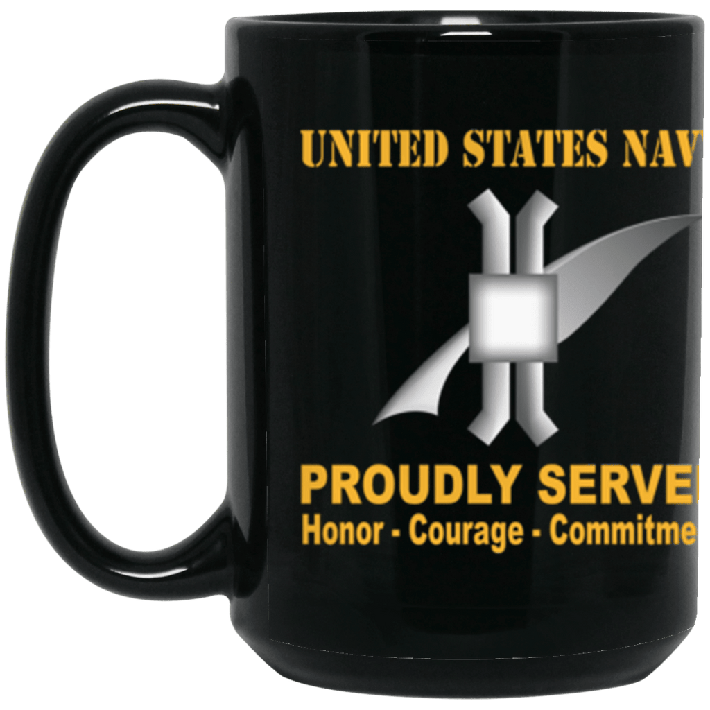 US Navy Navy Legalman Navy LN Proudly Served Core Values 15 oz. Black Mug-Drinkware-Veterans Nation