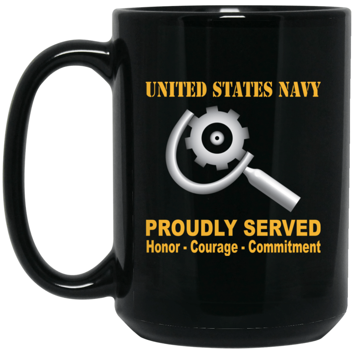 U.S Navy Machinery repairman Navy MR Proudly Served Black Mug 11 oz - 15 oz-Mug-Navy-Rate-Veterans Nation