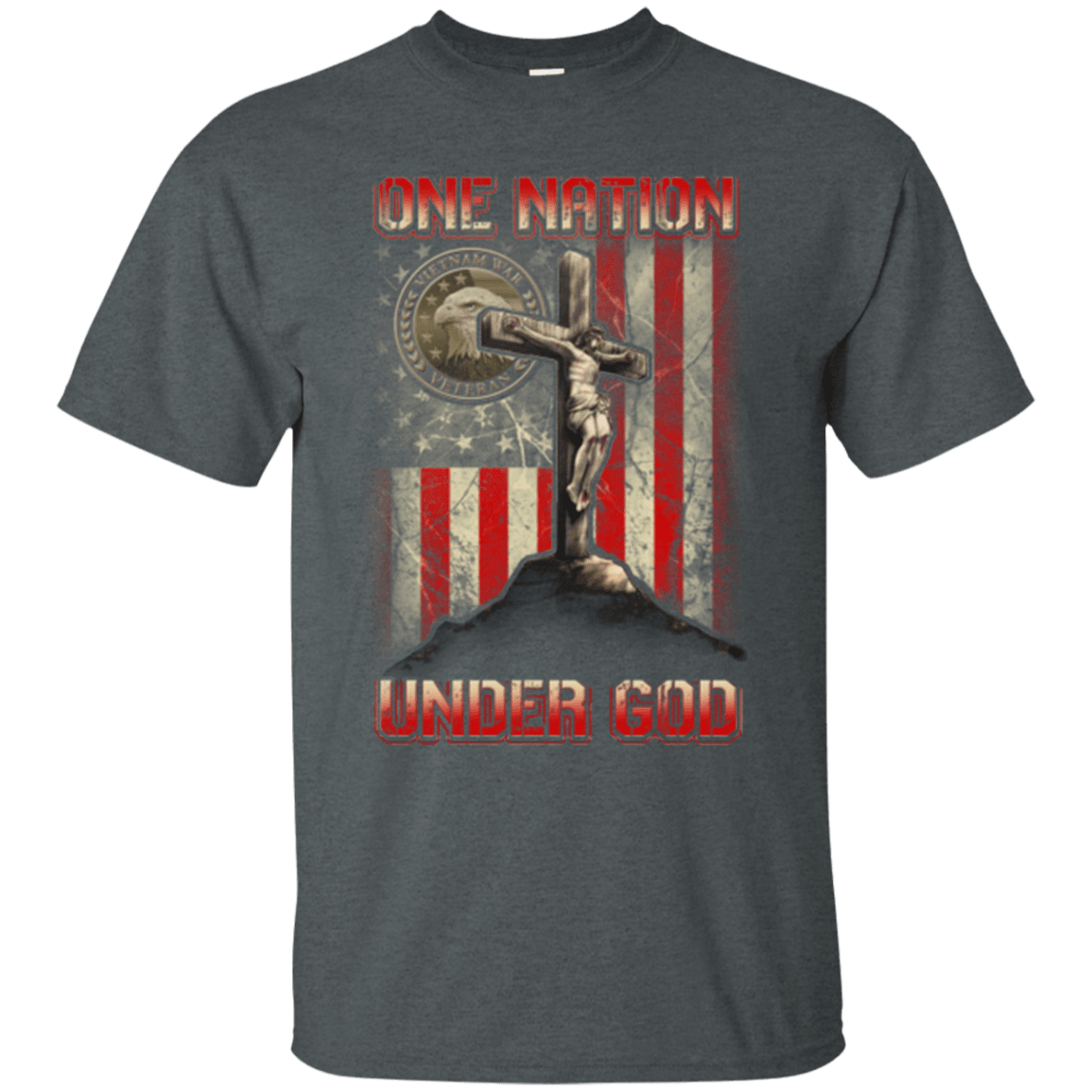 Military T-Shirt "ONE NATION UNDER GOD VIETNAM VETERAN"-TShirt-General-Veterans Nation