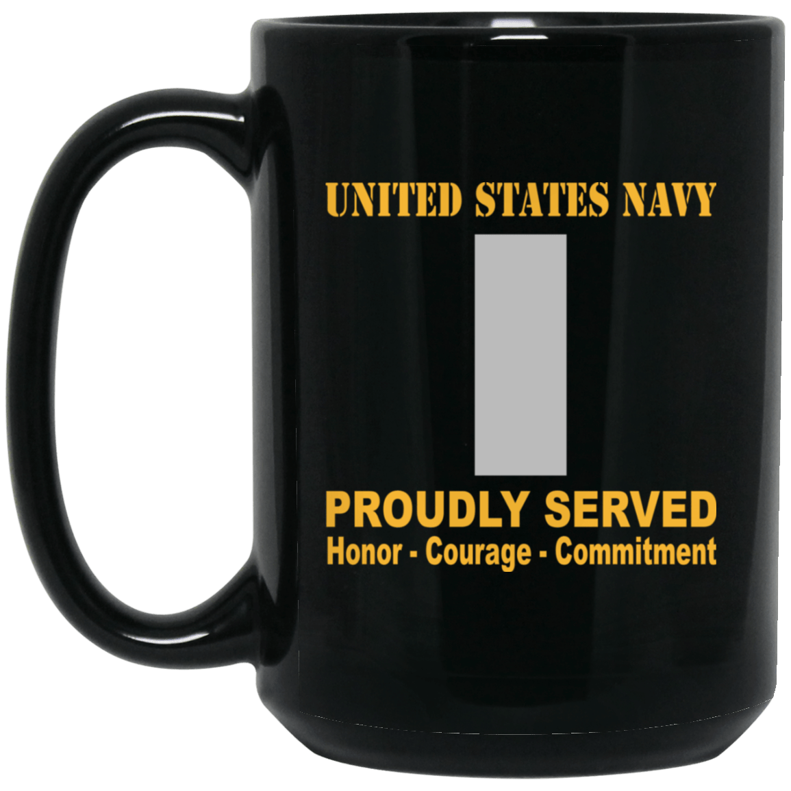 US Navy O-2 Lieutenant Junior Grade O2 LTJG Junior Officer Ranks Proudly Served Black Mug 11 oz - 15 oz-Mug-Navy-Officer-Veterans Nation