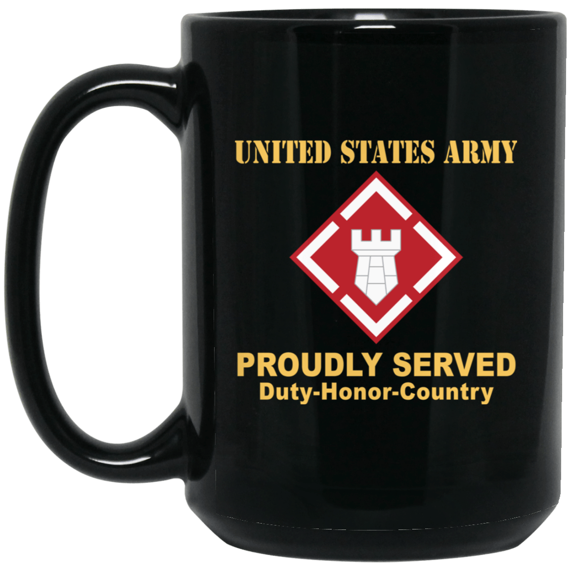US ARMY 20TH ENGINEER BRIGADE WITH AIRBORNE TAB- 11 oz - 15 oz Black Mug-Mug-Army-CSIB-Veterans Nation