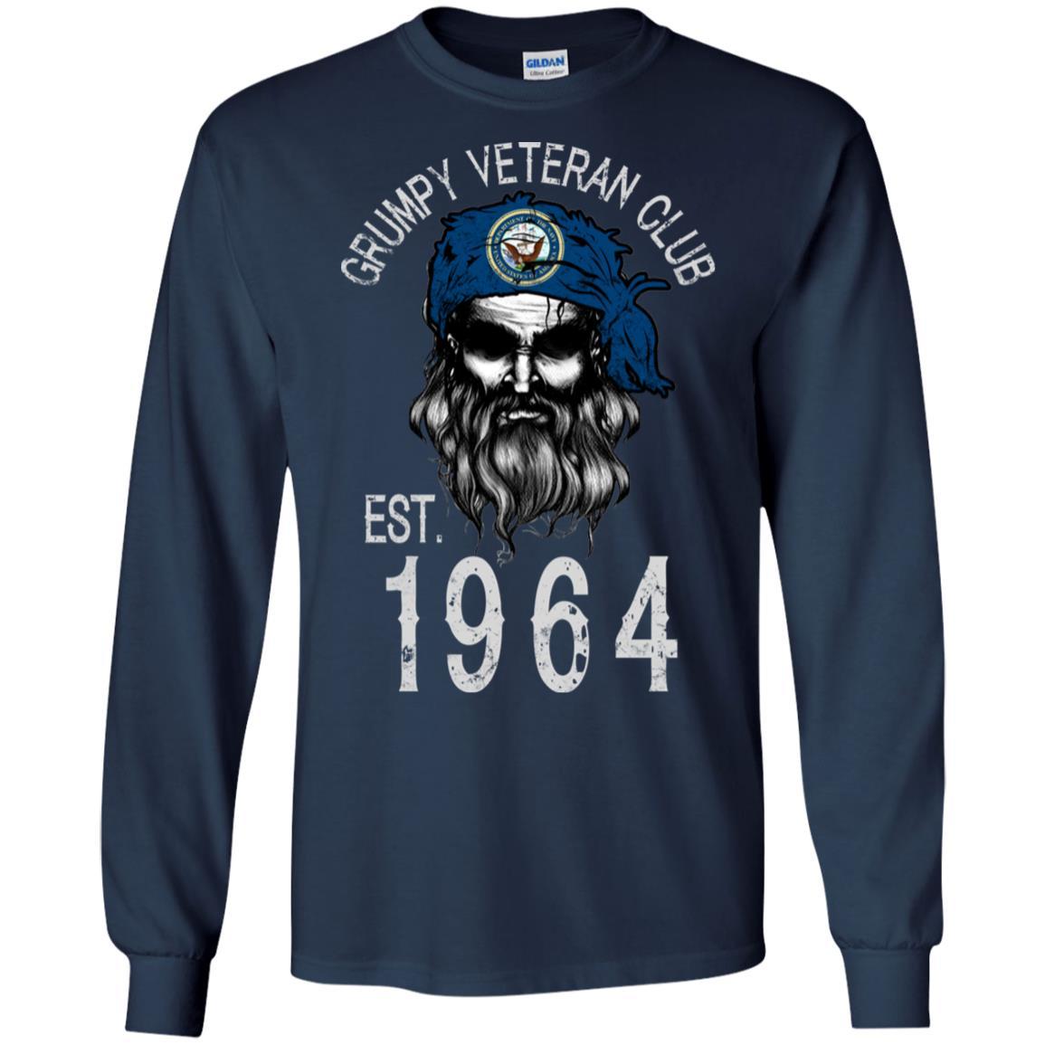 Grumpy Navy Veteran Club T-Shirt On Front-TShirt-Navy-Veterans Nation