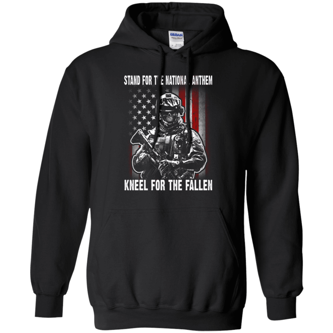 Military T-Shirt "Stand For The National Anthem Kneel For The Fallen"-TShirt-General-Veterans Nation
