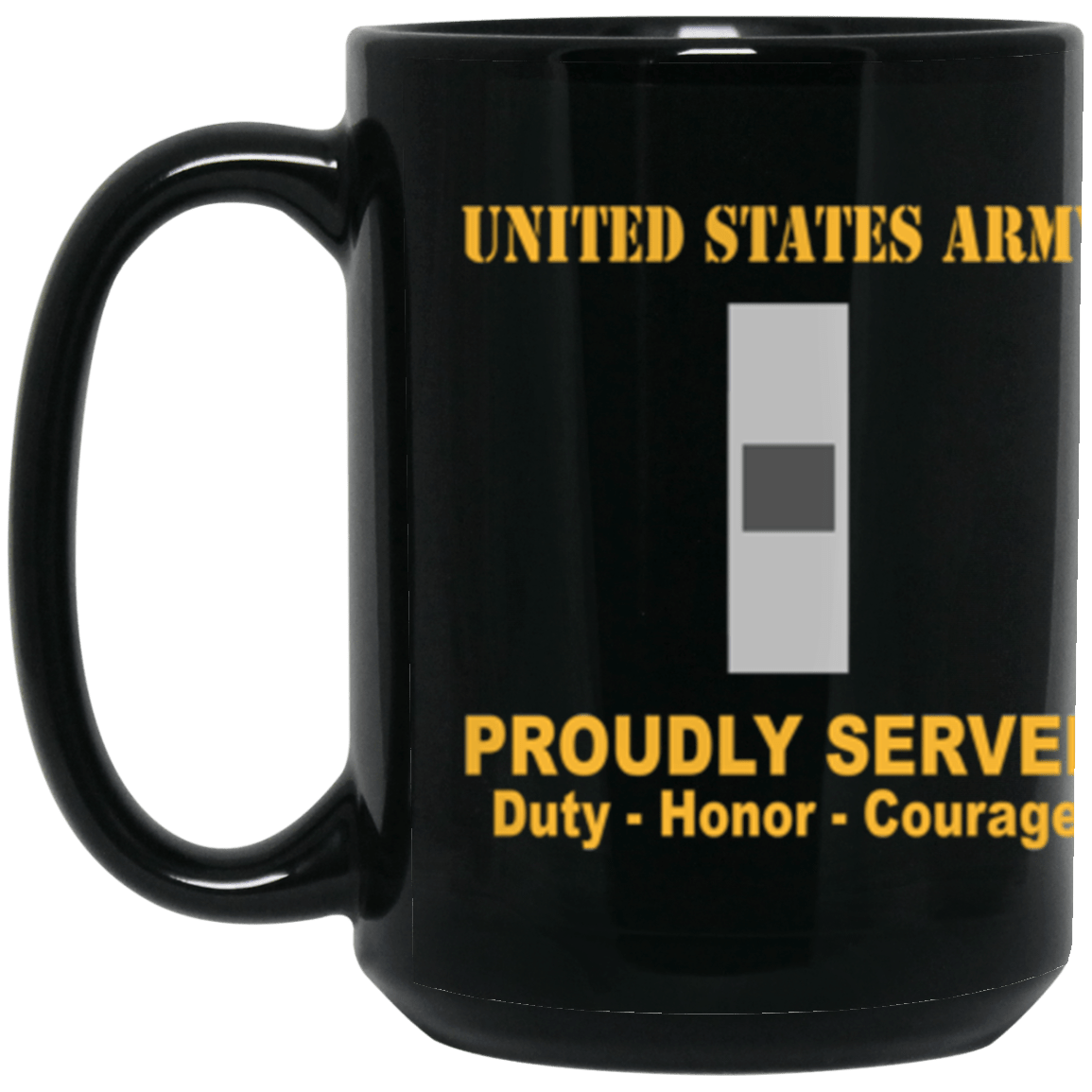 US Army W-1 Warrant Officer 1 W1 WO1 Warrant Officer Ranks Proudly Served Core Values 15 oz. Black Mug-Drinkware-Veterans Nation