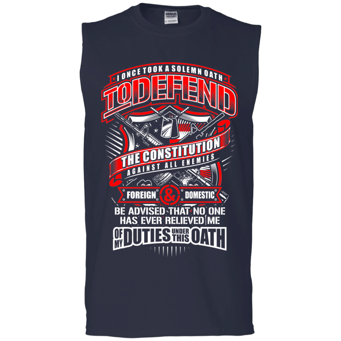 Military T-Shirt "My Oath To Defend The Constitution Veteran Men" Front-TShirt-General-Veterans Nation