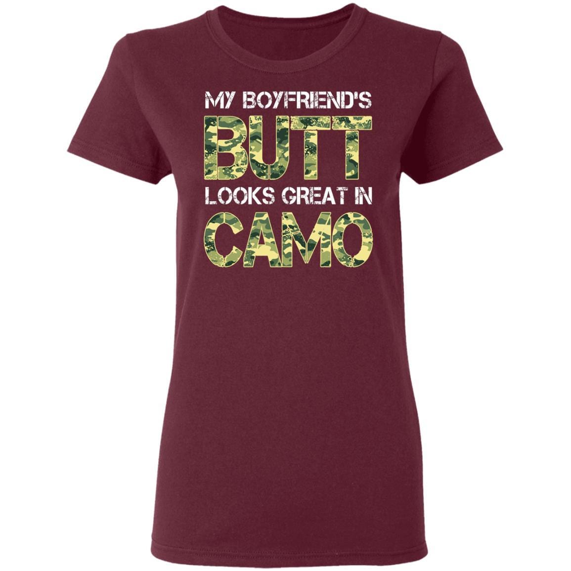 T-Shirt My Boyfriend's Butt Looks Great In Camo Gildan Ladies' 5.3 oz.-T-Shirts-Veterans Nation