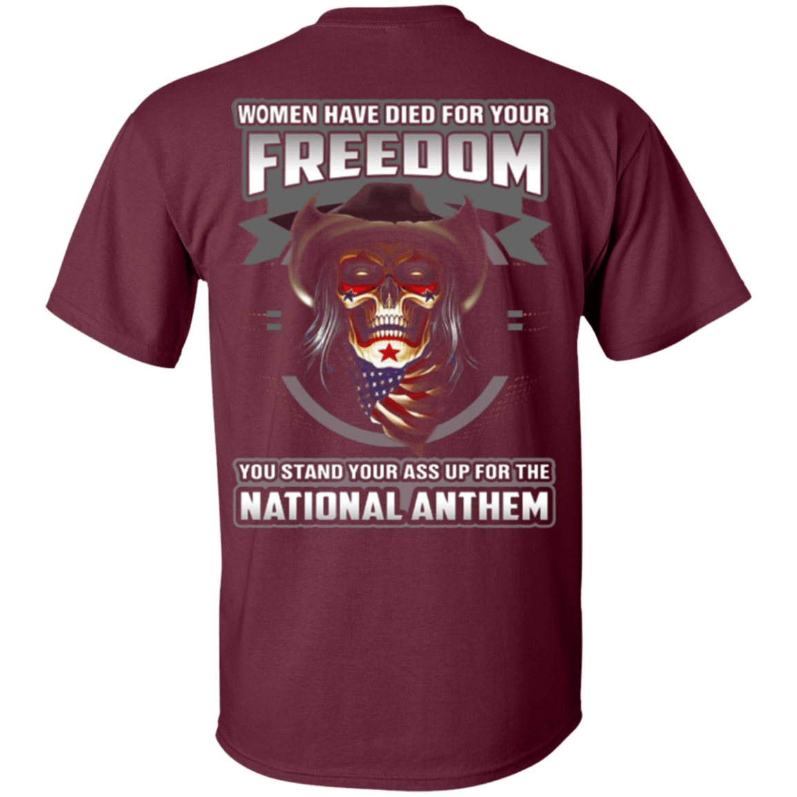 Military T-Shirt "Woman Have Diead For Your Freedom Stand Up For The National Anthem"-TShirt-General-Veterans Nation