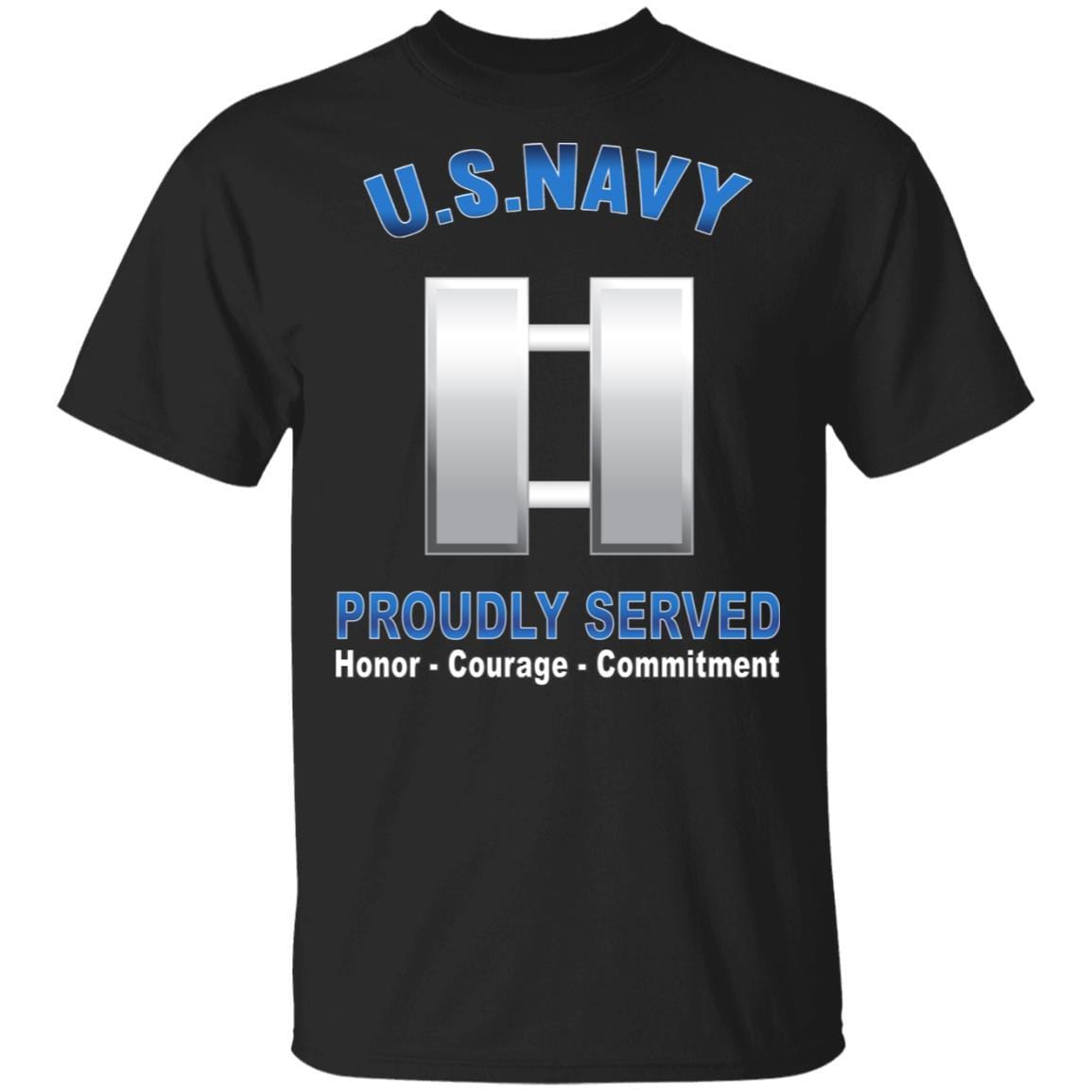 US Navy O-3 Lieutenant O3 LT Junior Officer Proudly Served T-Shirt On Front-Apparel-Veterans Nation
