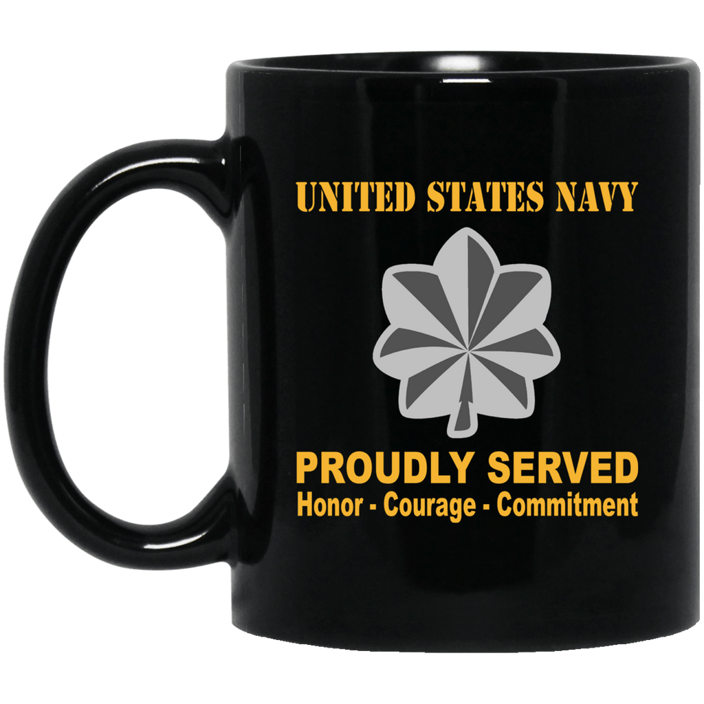 US Navy O-5 Commander O5 CDR Senior Officer Ranks Proudly Served Black Mug 11 oz - 15 oz-Mug-Navy-Officer-Veterans Nation