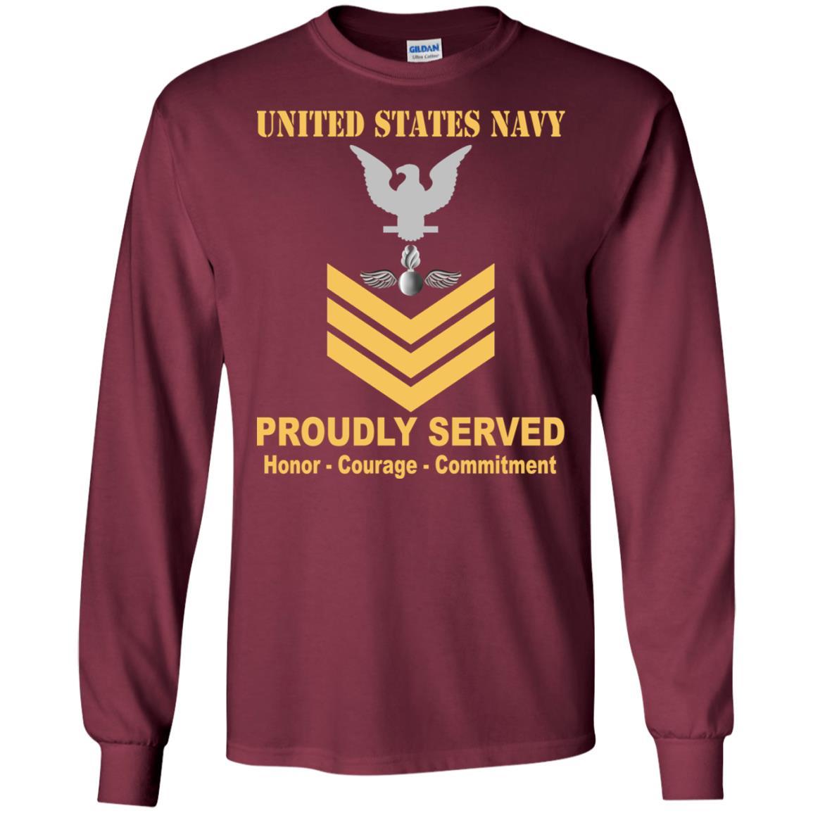 Navy Aviation Ordnanceman Navy AO E-6 Rating Badges Proudly Served T-Shirt For Men On Front-TShirt-Navy-Veterans Nation