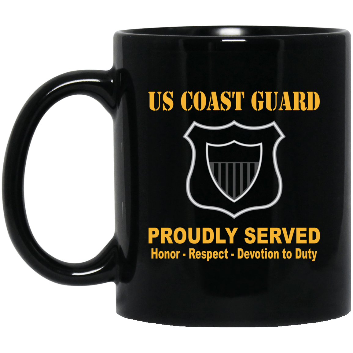 USCG MARITIME ENFORCEMENT ME Logo Proudly Served Black Mug 11 oz - 15 oz-Mug-USCG-Rate-Veterans Nation