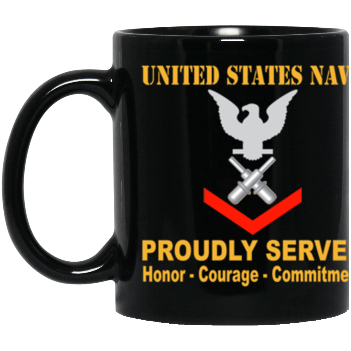 US Navy Gunner's mate Navy GM E-4 11 oz. Black Mug-Drinkware-Veterans Nation