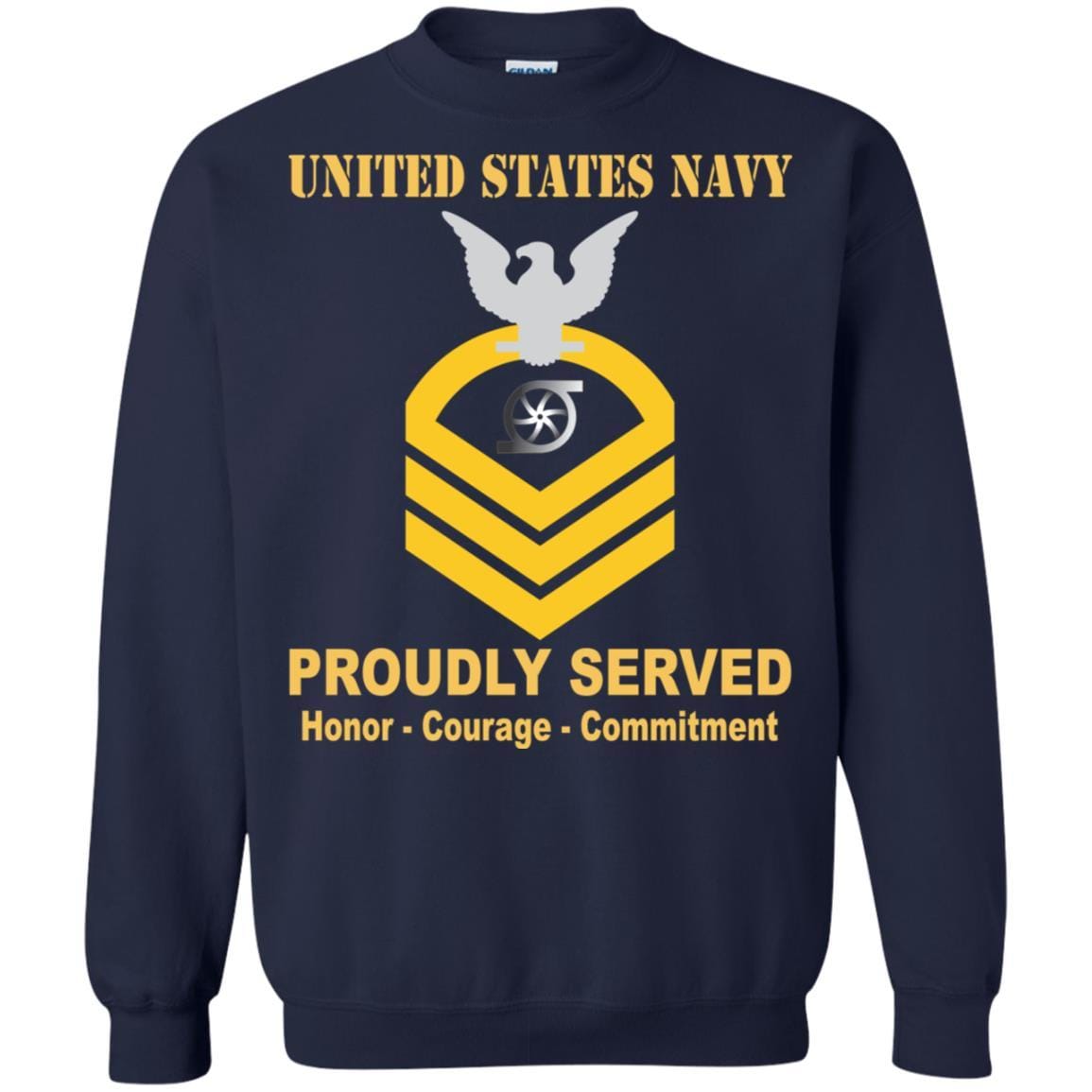 Navy Gas Turbine Systems Technician Navy GS E-7 Rating Badges Proudly Served T-Shirt For Men On Front-TShirt-Navy-Veterans Nation