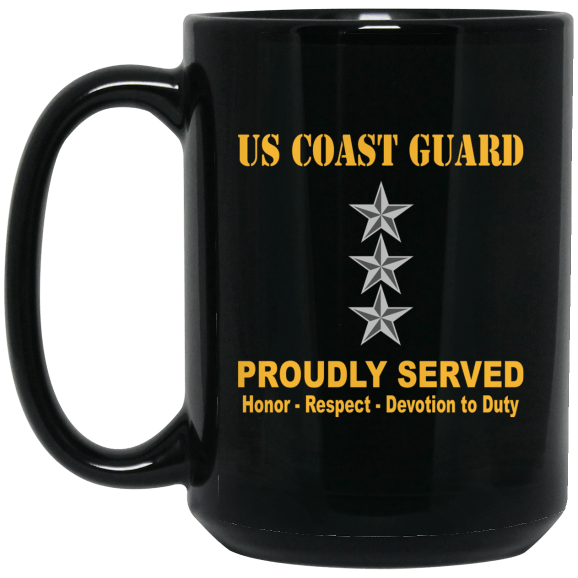 US Coast Guard O-9 Vice Admiral O9 VADM Flag Officer Ranks Proudly Served Black Mug 11 oz - 15 oz-Mug-USCG-Officer-Veterans Nation