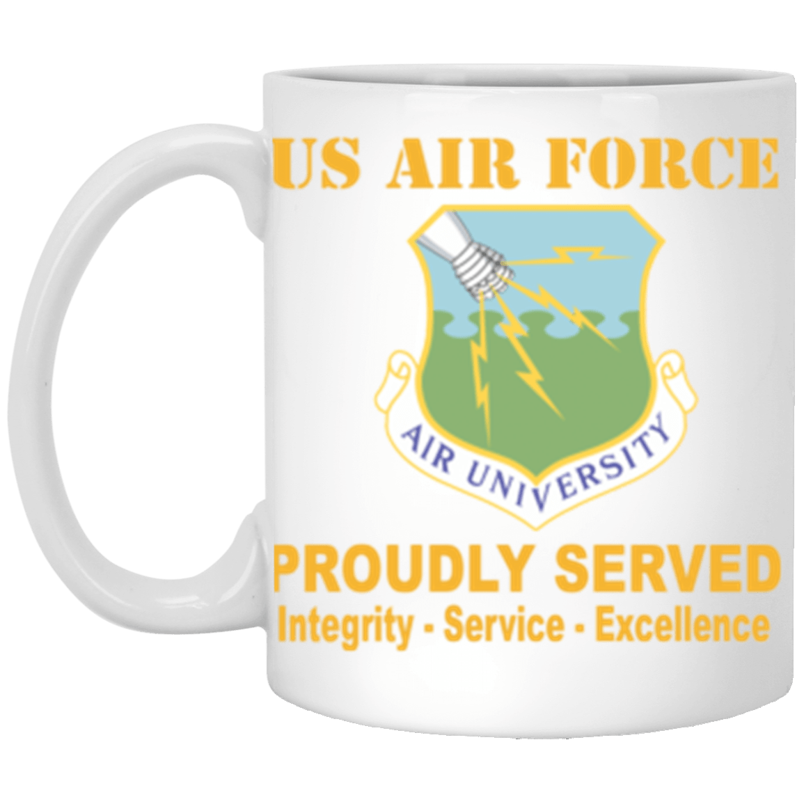 US Air Force Air University Proudly Served Core Values 11 oz. White Mug-Drinkware-Veterans Nation