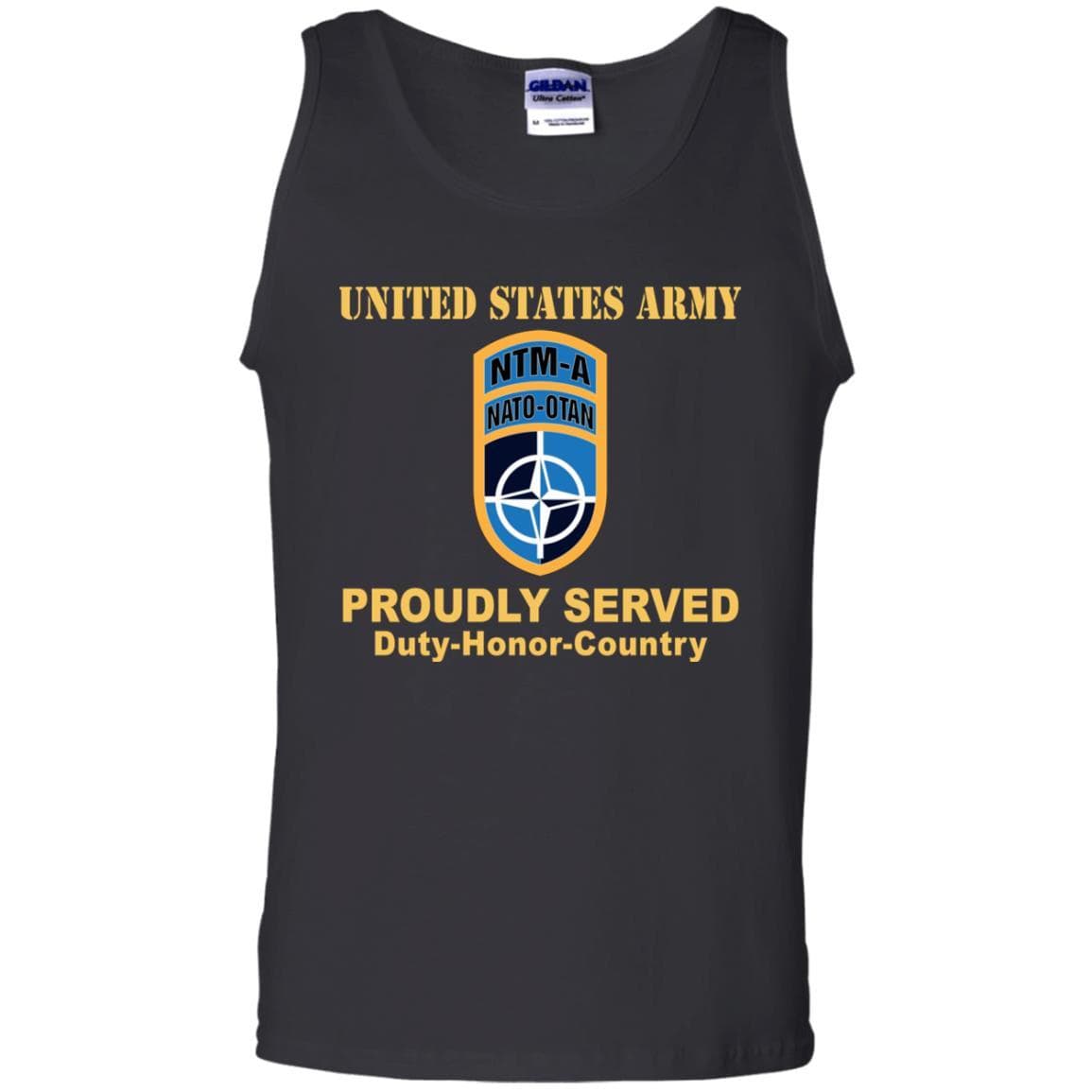 US ARMY CSIB NATO TRAINING MISSION AFGHANISTAN- Proudly Served T-Shirt On Front For Men-TShirt-Army-Veterans Nation