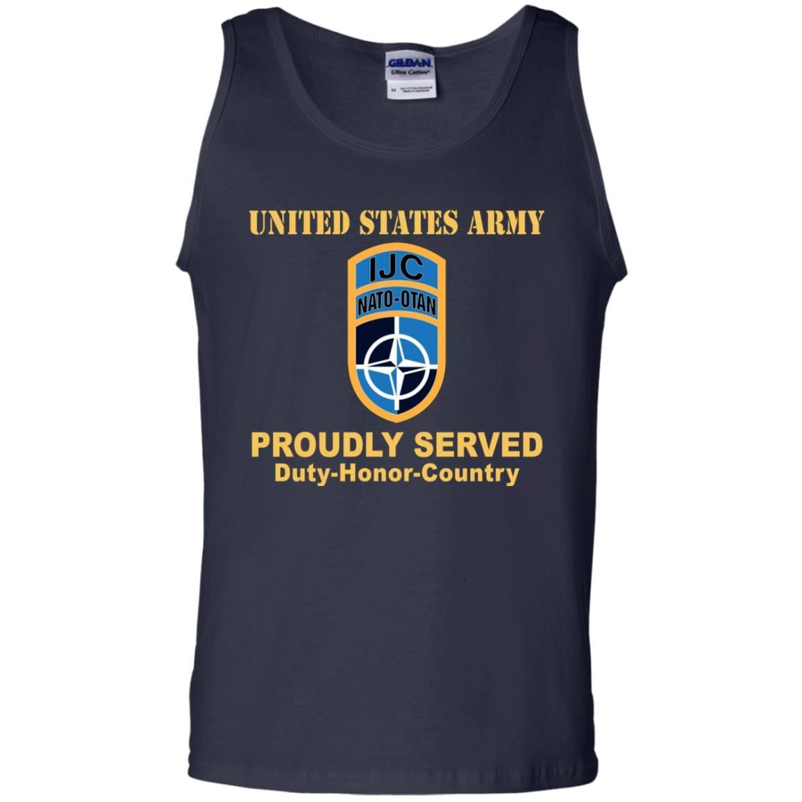 US ARMY CSIB NATO ISAF JOINT COMMAND IN AFGHANISTAN- Proudly Served T-Shirt On Front For Men-TShirt-Army-Veterans Nation