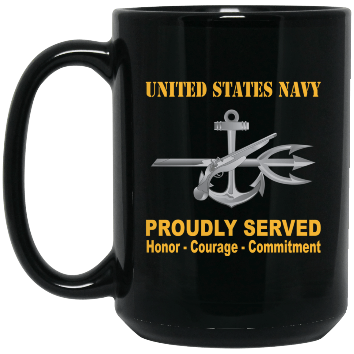 Navy Special Warfare Operator Navy SO Proudly Served Black Mug 11 oz - 15 oz-Mug-Navy-Rate-Veterans Nation