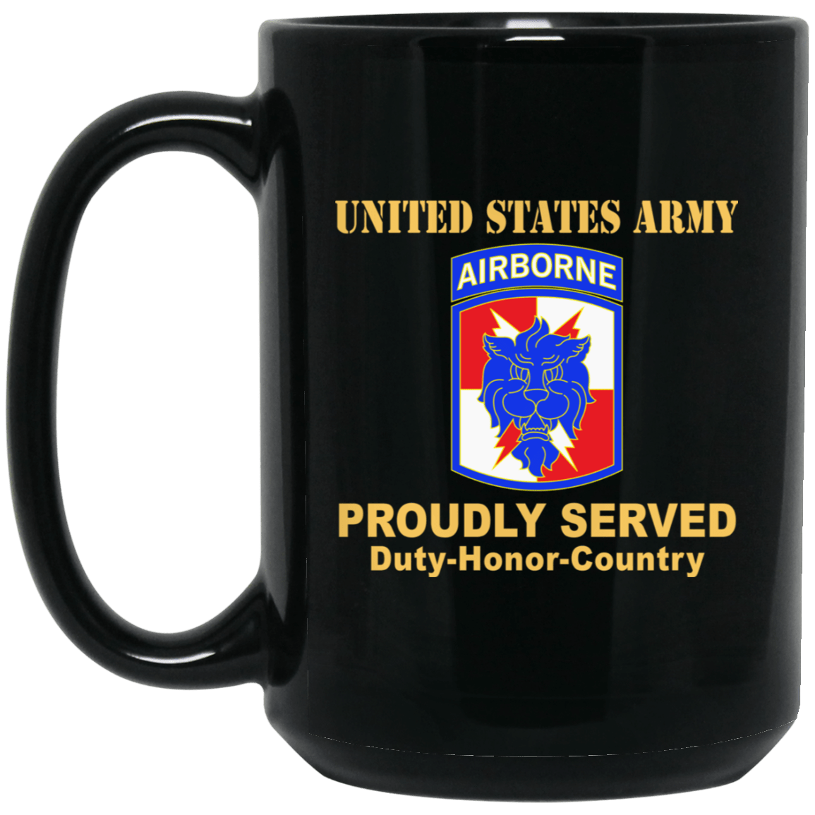 US ARMY 35TH SIGNAL BRIGADE W AIRBORNE TAB- 11 oz - 15 oz Black Mug-Mug-Army-CSIB-Veterans Nation