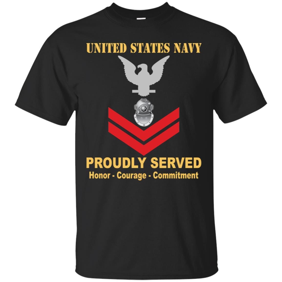 Navy Diver Navy ND E-5 Rating Badges Proudly Served T-Shirt For Men On Front-TShirt-Navy-Veterans Nation