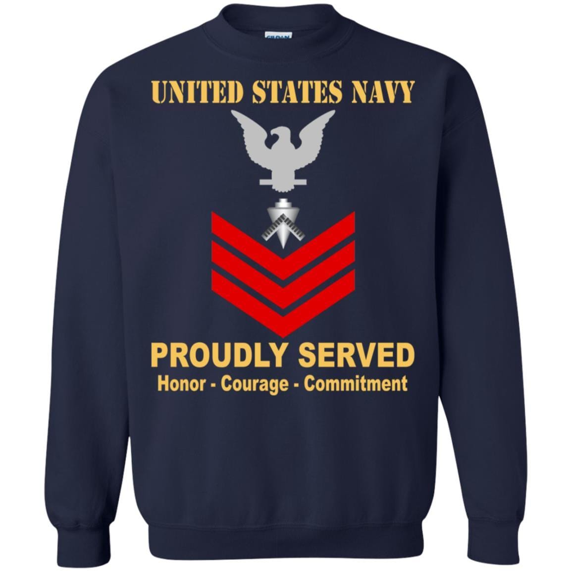 U.S Navy Builder Navy BU E-6 Rating Badges Proudly Served T-Shirt For Men On Front-TShirt-Navy-Veterans Nation