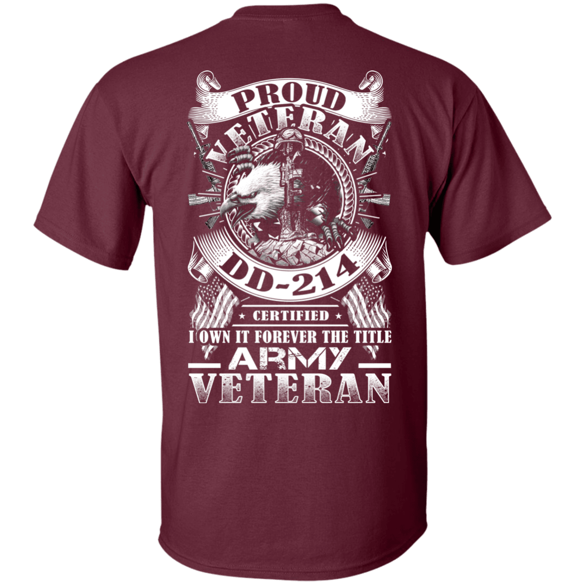 Proud Army Veteran DD214 Back T Shirts-TShirt-Army-Veterans Nation