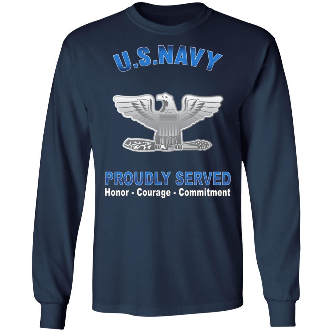 US Navy O-6 Captain O6 CAPT Senior Officer Proudly Served T-Shirt On Front-Apparel-Veterans Nation
