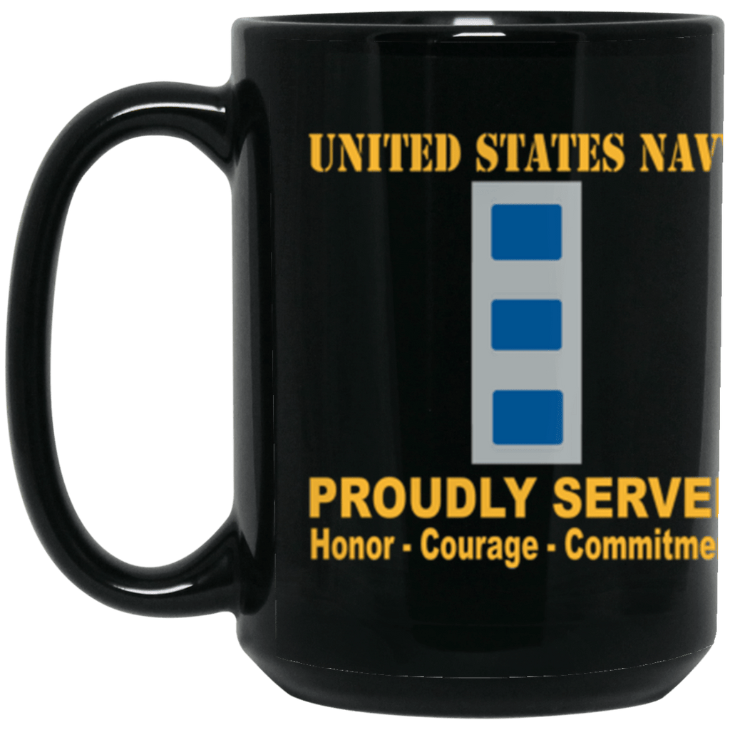 US Navy W-4 Chief Warrant Officer 4 W4 CW4 Warrant Officer Core Values 15 oz. Black Mug-Drinkware-Veterans Nation