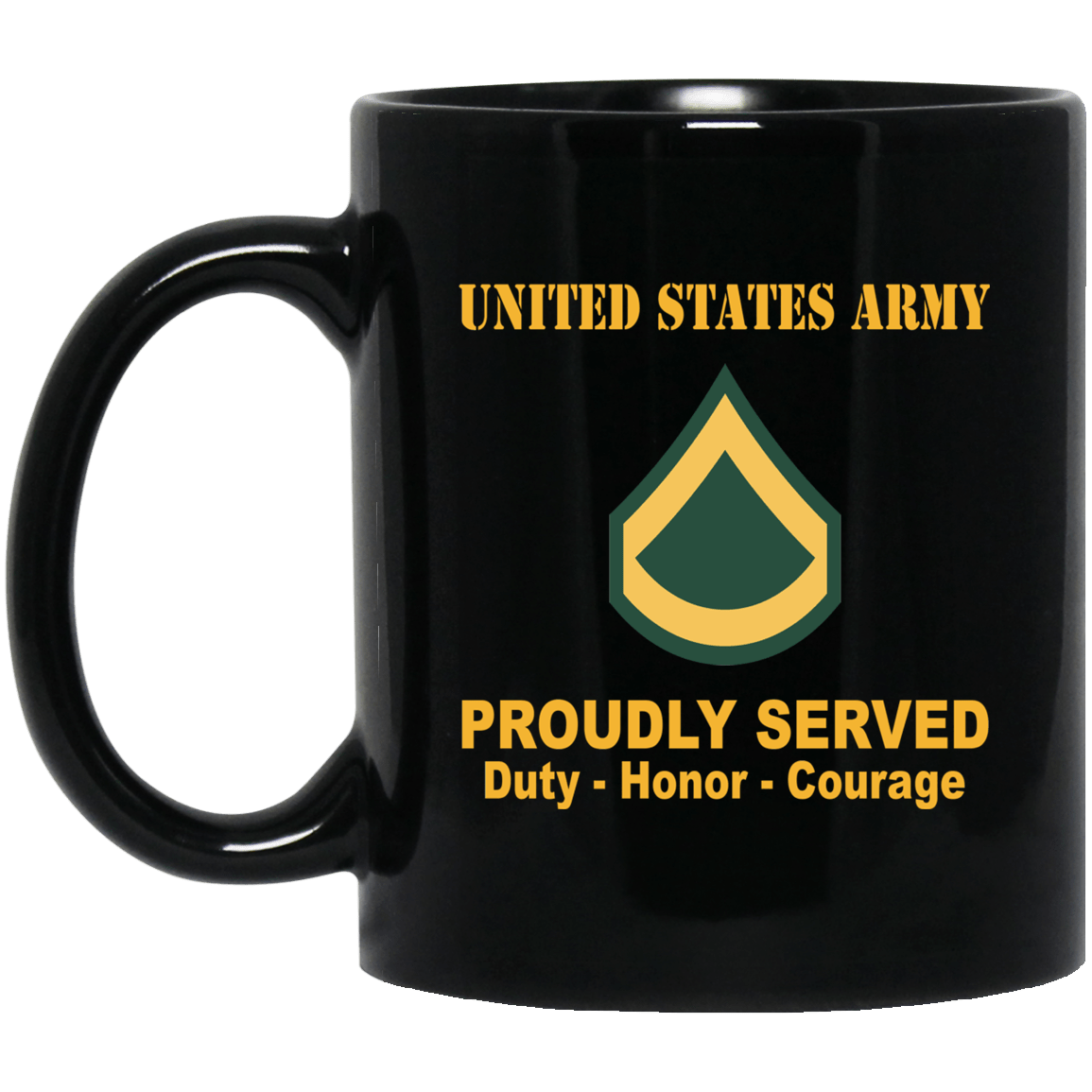 US Army E-3 PFC E3 Private First Class Ranks Proudly Served Black Mug Black Mug-Mug-Army-Ranks-Veterans Nation