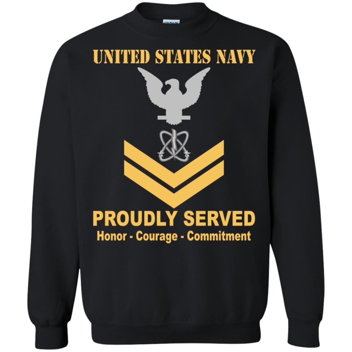 Navy Electronics Warfare Technician Navy EW E-5 Rating Badges Proudly Served T-Shirt For Men On Front-TShirt-Navy-Veterans Nation