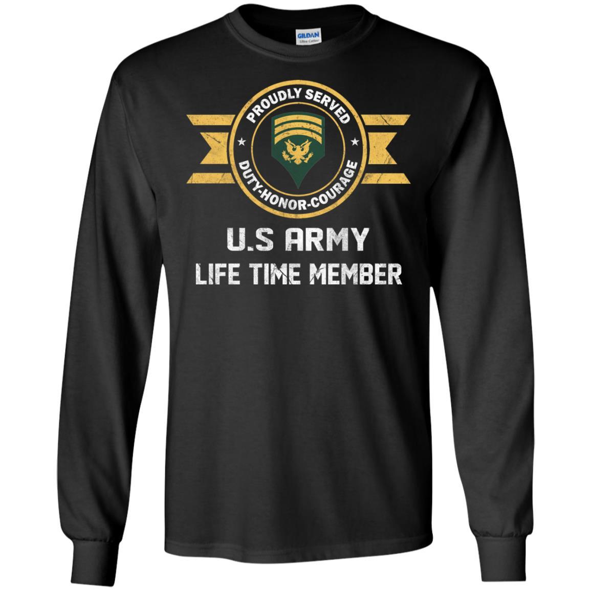 Life Time Member - US Army E-7 SPC E7 Specialist Ranks Men T Shirt On Front-TShirt-Army-Veterans Nation