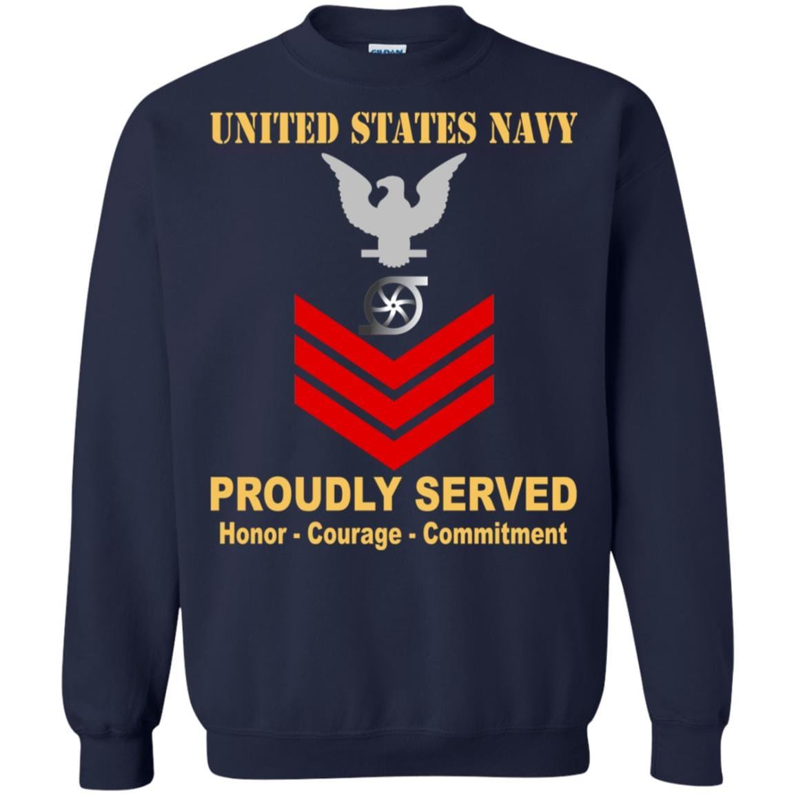 Navy Gas Turbine Systems Technician Navy GS E-6 Rating Badges Proudly Served T-Shirt For Men On Front-TShirt-Navy-Veterans Nation